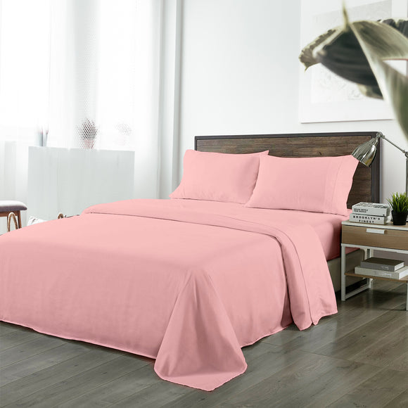 NNEDSZ Comfort Bamboo Blended Sheet & Pillowcases Set 1000TC Ultra Soft Bedding King Blush