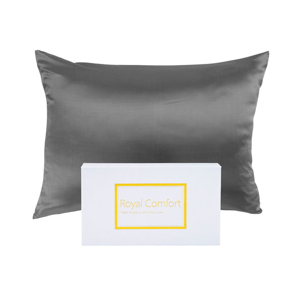 NNEDSZ Comfort Pure Silk Pillow Case 100% Mulberry Silk Hypoallergenic Pillowcase 51 x 76 cm Charcoal