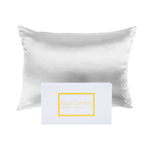 NNEDSZ Comfort Pure Silk Pillow Case 100% Mulberry Silk Hypoallergenic Pillowcase 51 x 76 cm Silver