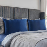 NNEDSZ Comfort Pure Silk Pillow Case 100% Mulberry Silk Hypoallergenic Pillowcase 51 x 76 cm Navy
