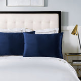 NNEDSZ Comfort Pure Silk Pillow Case 100% Mulberry Silk Hypoallergenic Pillowcase 51 x 76 cm Navy