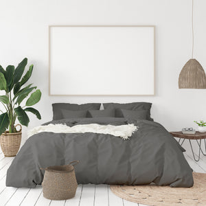 NNEDSZ 1000 Thread Count Hotel Grade Bamboo Cotton Quilt Cover Pillowcases Set Queen Pewter