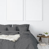 NNEDSZ 1000 Thread Count Hotel Grade Bamboo Cotton Quilt Cover Pillowcases Set Queen Pewter