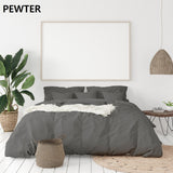 NNEDSZ 1000 Thread Count Hotel Grade Bamboo Cotton Quilt Cover Pillowcases Set Queen Pewter