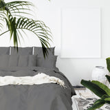 NNEDSZ 1000 Thread Count Hotel Grade Bamboo Cotton Quilt Cover Pillowcases Set Queen Pewter