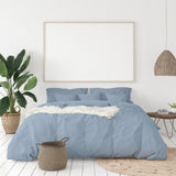 NNEDSZ 1000 Thread Count Hotel Grade Bamboo Cotton Quilt Cover Pillowcases Set Queen Blue Fog