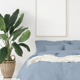 NNEDSZ 1000 Thread Count Hotel Grade Bamboo Cotton Quilt Cover Pillowcases Set Queen Blue Fog