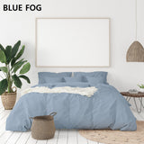 NNEDSZ 1000 Thread Count Hotel Grade Bamboo Cotton Quilt Cover Pillowcases Set Queen Blue Fog
