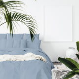 NNEDSZ 1000 Thread Count Hotel Grade Bamboo Cotton Quilt Cover Pillowcases Set Queen Blue Fog
