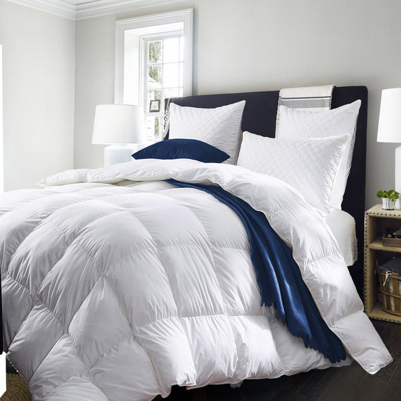 NNEDSZ Comfort 50% Goose Feather 50% Down 500GSM Quilt Duvet Deluxe Soft Touch Double White