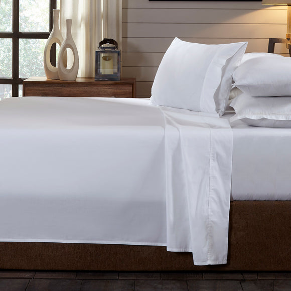NNEDSZ Comfort 250TC Organic 100% Cotton Sheet Set 4 Piece Luxury Hotel Style Double White