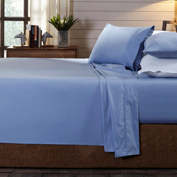 NNEDSZ Comfort 250TC Organic 100% Cotton Sheet Set 4 Piece Luxury Hotel Style Double Indigo