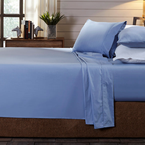 NNEDSZ Comfort 250TC Organic 100% Cotton Sheet Set 4 Piece Luxury Hotel Style Double Indigo