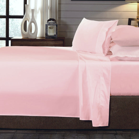 NNEDSZ Comfort 250TC Organic 100% Cotton Sheet Set 4 Piece Luxury Hotel Style Double Blush