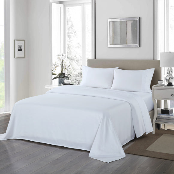 NNEDSZ Comfort 1200 Thread Count Sheet Set 4 Piece Ultra Soft Satin Weave Finish Double White