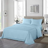 NNEDSZ Comfort 1200 Thread Count Sheet Set 4 Piece Ultra Soft Satin Weave Finish Queen Sky Blue