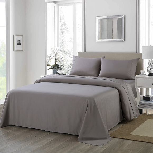 NNEDSZ Comfort 1200 Thread Count Sheet Set 4 Piece Ultra Soft Satin Weave Finish King Charcoal