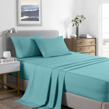 NNEDSZ Comfort 2000 Thread Count Bamboo Cooling Sheet Set Ultra Soft Bedding King Aqua