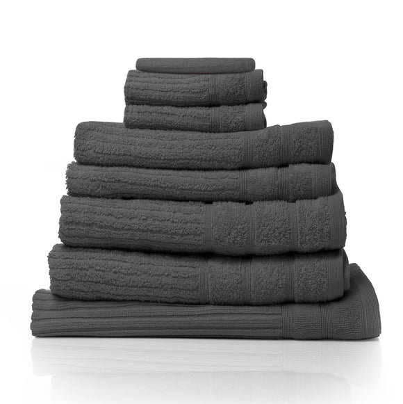 NNEDSZ Comfort Eden Egyptian Cotton 600GSM 8 Piece Luxury Bath Towels Set 8 Piece Granite