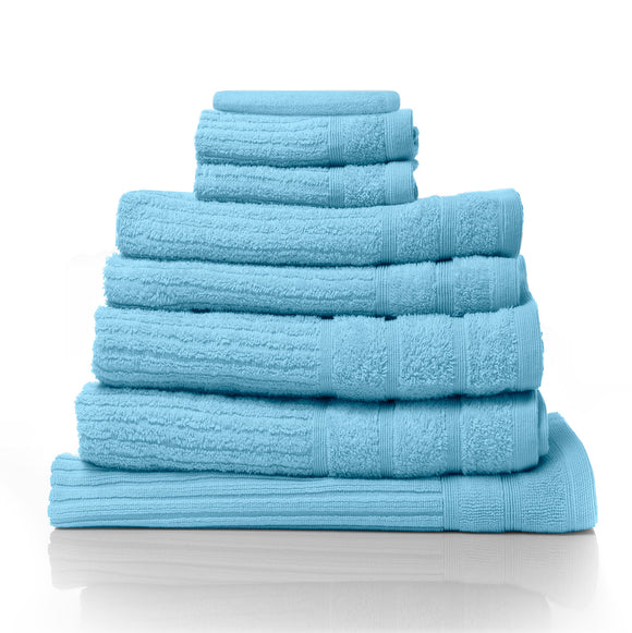 NNEDSZ Comfort Eden Egyptian Cotton 600GSM 8 Piece Luxury Bath Towels Set 8 Piece Aqua