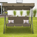 NNEDSZ  Outdoor Swing Bench Seat Chair Canopy Furniture 3 Seater Garden Hammock - Coffee