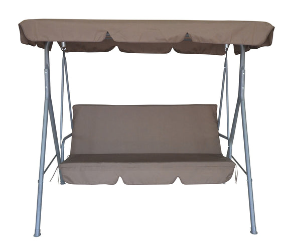 NNEDSZ  Outdoor Swing Bench Seat Chair Canopy Furniture 3 Seater Garden Hammock - Coffee