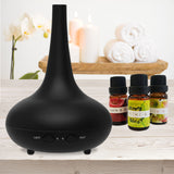NNEDSZ Oil Diffuser Ultrasonic Humidifier Aromatherapy LED Light 200ML 3 Oils 15 x 15 x 20cm Black
