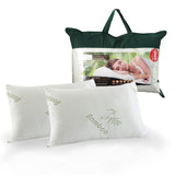 NNEDSZ Comfort Luxury Bamboo Covered Memory Foam Pillow Twin Pack Hypoallergenic 56 x 36 x 10 cm White, Green