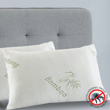 NNEDSZ Comfort Luxury Bamboo Covered Memory Foam Pillow Twin Pack Hypoallergenic 56 x 36 x 10 cm White, Green