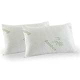 NNEDSZ Comfort Luxury Bamboo Covered Memory Foam Pillow Twin Pack Hypoallergenic 56 x 36 x 10 cm White, Green