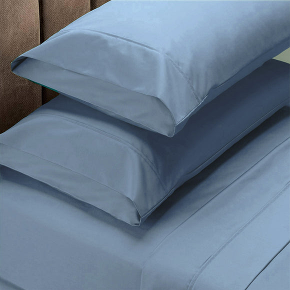 NNEDSZ Taylor 1500 Thread Count Pure Soft Cotton Blend Flat & Fitted Sheet Set King Indigo