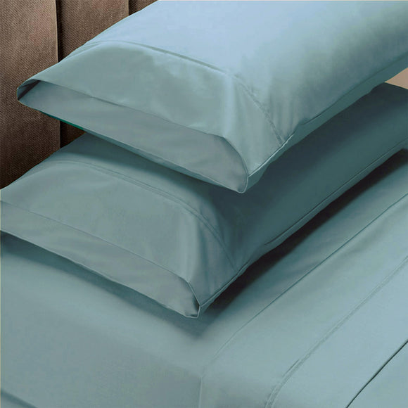 NNEDSZ Taylor 1500 Thread Count Pure Soft Cotton Blend Flat & Fitted Sheet Set King Mist