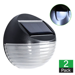 NNEDSZ 2 X Fence Lights Round Solar Powered LED Waterproof Outdoor Garden Wall Pathway
