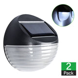 NNEDSZ 2 X Fence Lights Round Solar Powered LED Waterproof Outdoor Garden Wall Pathway