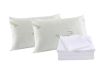 NNEDSZ Comfort Bamboo Blend Sheet Set 1000TC and Bamboo Pillows 2 Pack Ultra Soft Queen White