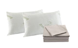 NNEDSZ Comfort Bamboo Blend Sheet Set 1000TC and Bamboo Pillows 2 Pack Ultra Soft King Warm Grey