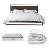 NNEDSZ  Bed Frame + Comforpedic Mattress + 250GSM Bamboo Quilt Package Deal Set - King