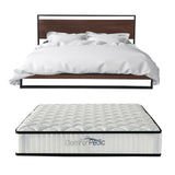 NNEDSZ  Wood Bed Frame With Comforpedic Mattress Package Deal Bedroom Set - King - White  Brown