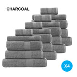 NNEDSZ Royal Comfort 20 Piece Cotton Bamboo Towel Bundle Set 450GSM Luxurious Absorbent - Charcoal