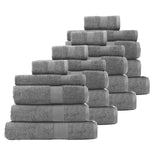 NNEDSZ Royal Comfort 20 Piece Cotton Bamboo Towel Bundle Set 450GSM Luxurious Absorbent - Charcoal