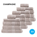 NNEDSZ  Comfort 20 Piece Cotton Bamboo Towel Bundle Set 450GSM Luxurious Absorbent - Champagne