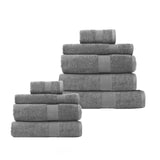 NNEDSZ Royal Comfort 9 Piece Cotton Bamboo Towel Bundle Set 450GSM Luxurious Absorbent - Charcoal