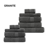 NNEDSZ Royal Comfort 9 Piece Cotton Bamboo Towel Bundle Set 450GSM Luxurious Absorbent - Granite