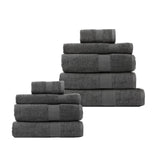 NNEDSZ Royal Comfort 9 Piece Cotton Bamboo Towel Bundle Set 450GSM Luxurious Absorbent - Granite