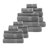 NNEDSZ Royal Comfort 18 Piece Cotton Bamboo Towel Bundle Set 450GSM Luxurious Absorbent - Charcoal