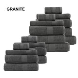 NNEDSZ Royal Comfort 18 Piece Cotton Bamboo Towel Bundle Set 450GSM Luxurious Absorbent - Granite