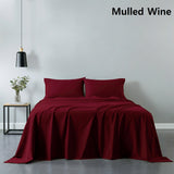 NNEDSZ  Comfort 100% Cotton  Sheet Set And 2 Duck Feather Down Pillows Set - Single - Mulled Wine