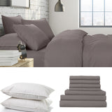 NNEDSZ 1500 Thread Count 6 Piece Combo And 2 Pack Duck Feather Down Pillows Bedding Set - Queen - Dusk Grey