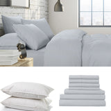 NNEDSZ 1500 Thread Count 6 Piece Combo And 2 Pack Duck Feather Down Pillows Bedding Set - Queen - Indigo