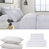 NNEDSZ 1500 Thread Count 6 Piece Combo And 2 Pack Duck Feather Down Pillows Bedding Set - King - Stone